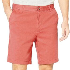 Nautica Men's Classic Fit Flat Front Stretch Solid Chino 8.5" Mineral Red 42W
